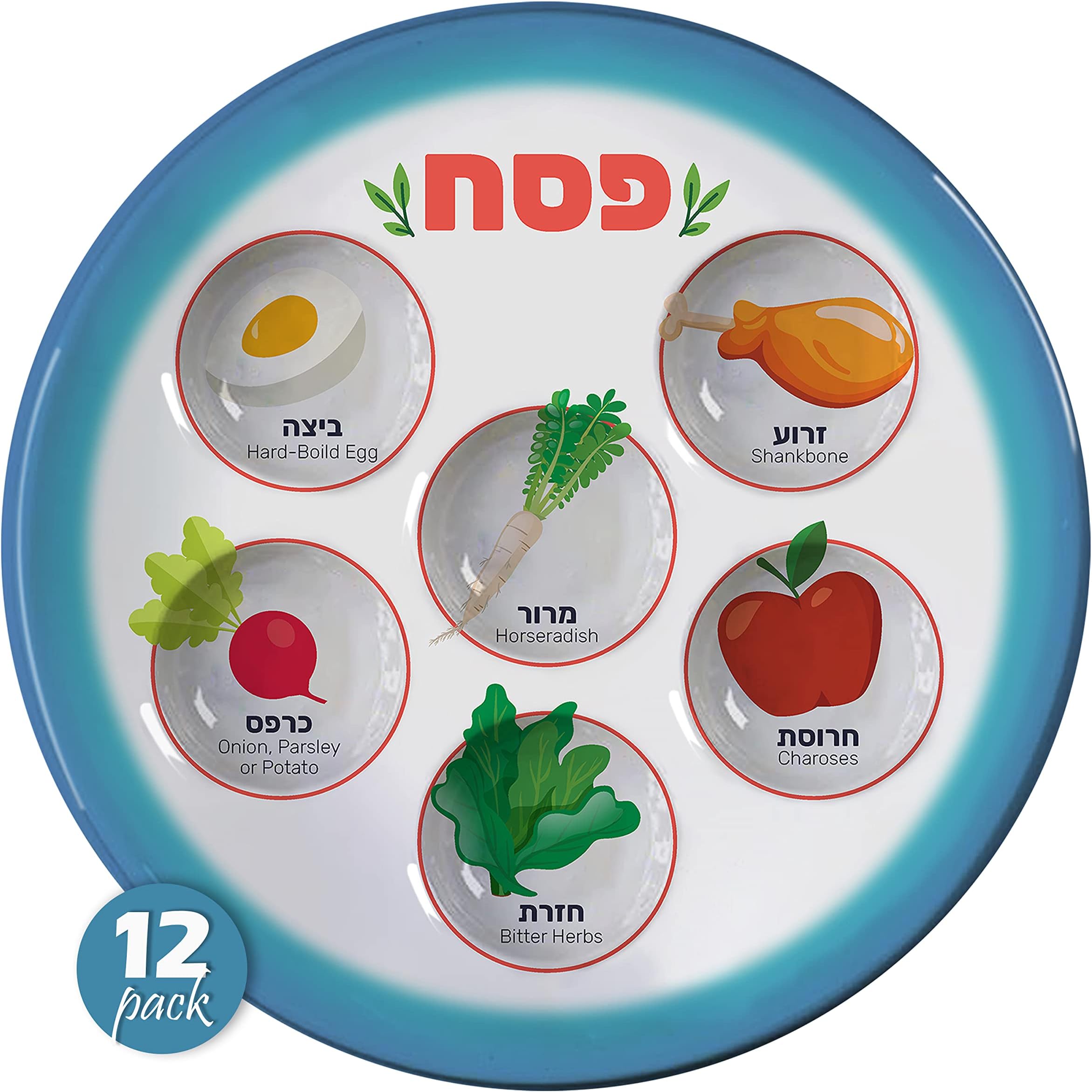 Cazenove Passover Seder Plates (10 Pack) 10" Heavy Duty Quality Plastic Disposable