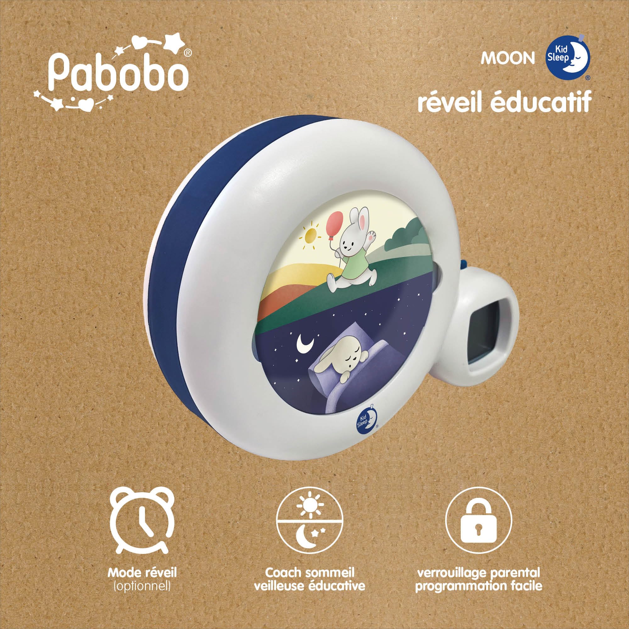 Entrenador de Sueño y Luz Nocturna Luna Kid'Sleep Moon de Claessens' Kids, Blanco/Azul