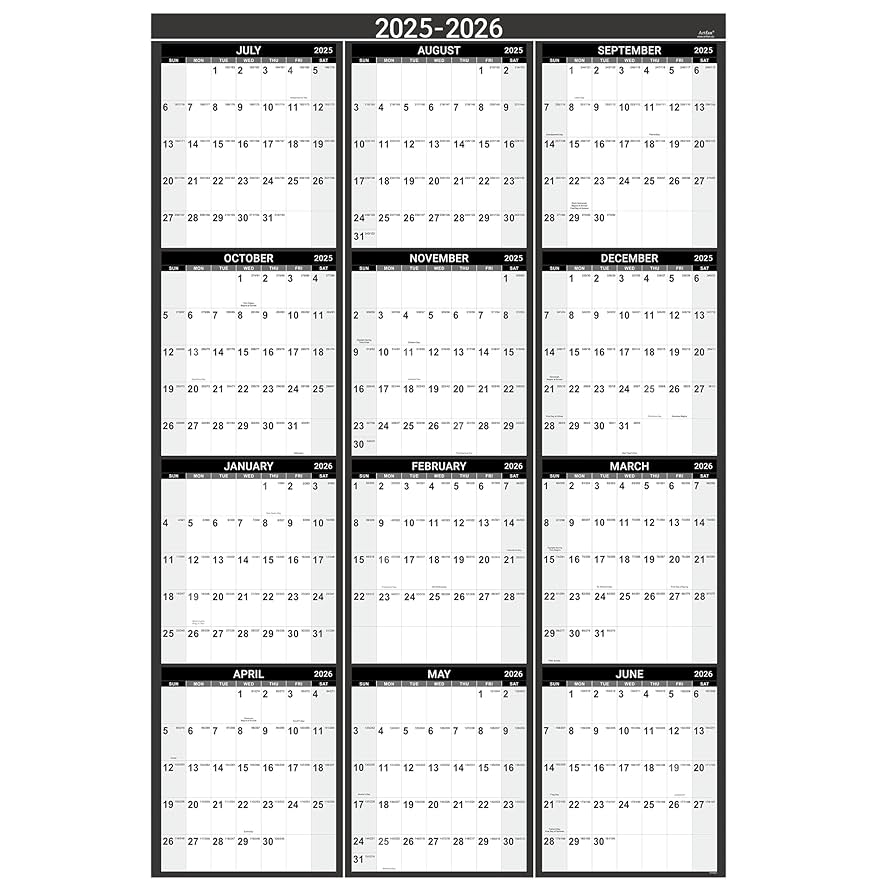 Amazon.com: Yearly Wall Calendar 2025-2026 - Wall Calendar 2025-2026, Jul. 2025 - Jun.2026, 34.4 amazon-com-wall-calendar-2025-2026-2025-2026-calendar-wall-from-jul-2025-to-dec-2026-18-monthly-calendar-with-large-ruled-blocks-and-julian-dates-calendars-for-easy-planning-11-5-x14-75-office-products