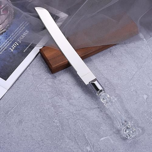 Miniatura 2 de TANG SONG Simple Design - Juego de cuchillos para tartas de boda y servir para fiestas, bodas, cumpleaños, aniversarios (transparente)