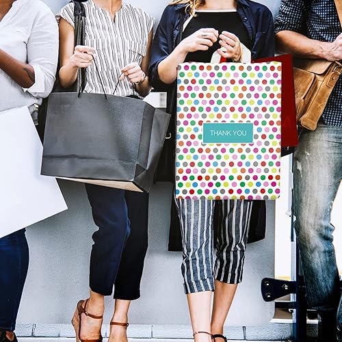 Miniatura 5 de Purple Q Crafts Bolsa de agradecimiento con estampado de lunares, paquete de 50 bolsas de compras de 15 x 18 pulgadas con lazo suave esmerilado con