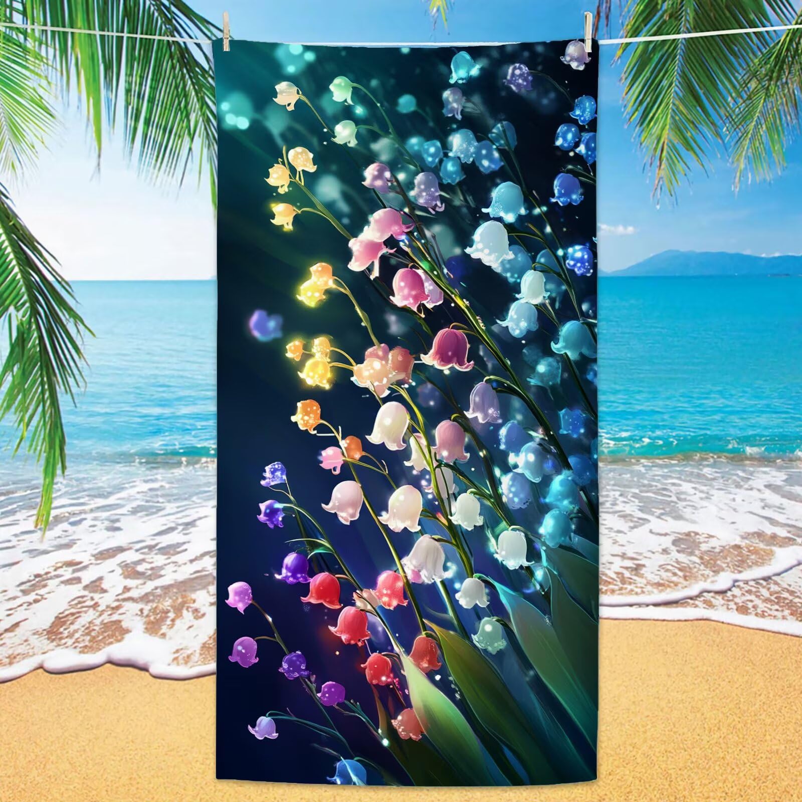 Ręcznik plażowy, zielony, mikrofibra 100 x 200 cm, zestaw 2 szt., szybkoschnący, ultra cienki, lekki, kompaktowy, z torbą, dla kobiet i mężczyzn, na kemping, fitness, urlop YJ-955