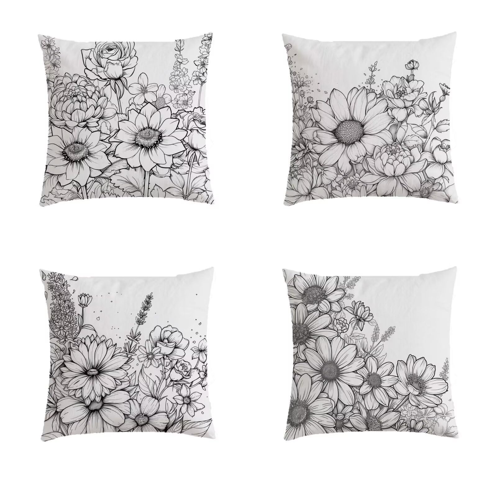 Housse de coussin 80x80cm lot de 4 pour protéger et décorer vos grands coussins