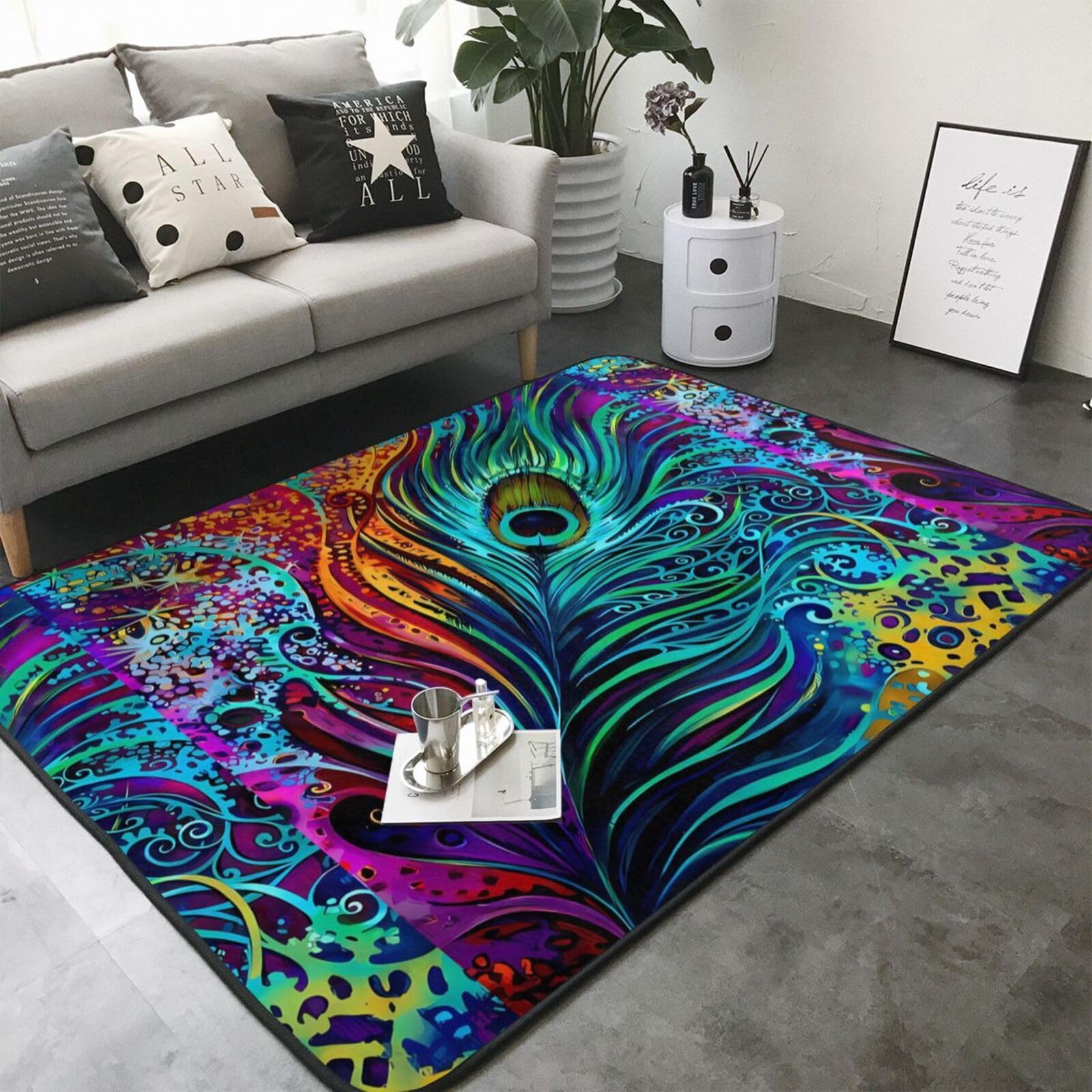 Kolorowa gąbka z piór antypoślizgowa chłonna mata podłogowa 203 x 148 cm, do dekoracji wnętrz parapetówka nowy dom prezent