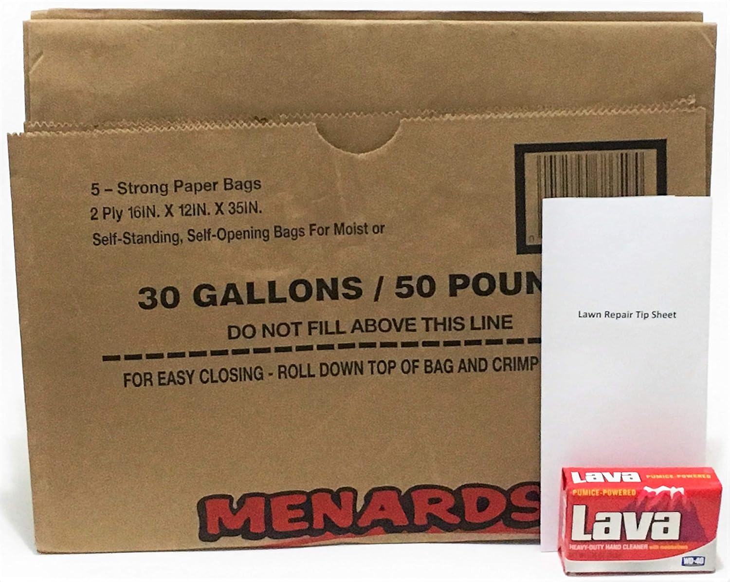 Menards 30 Gallon Paper Lawn Leaf Trash Bags (10 Bags) Bundle with 1
