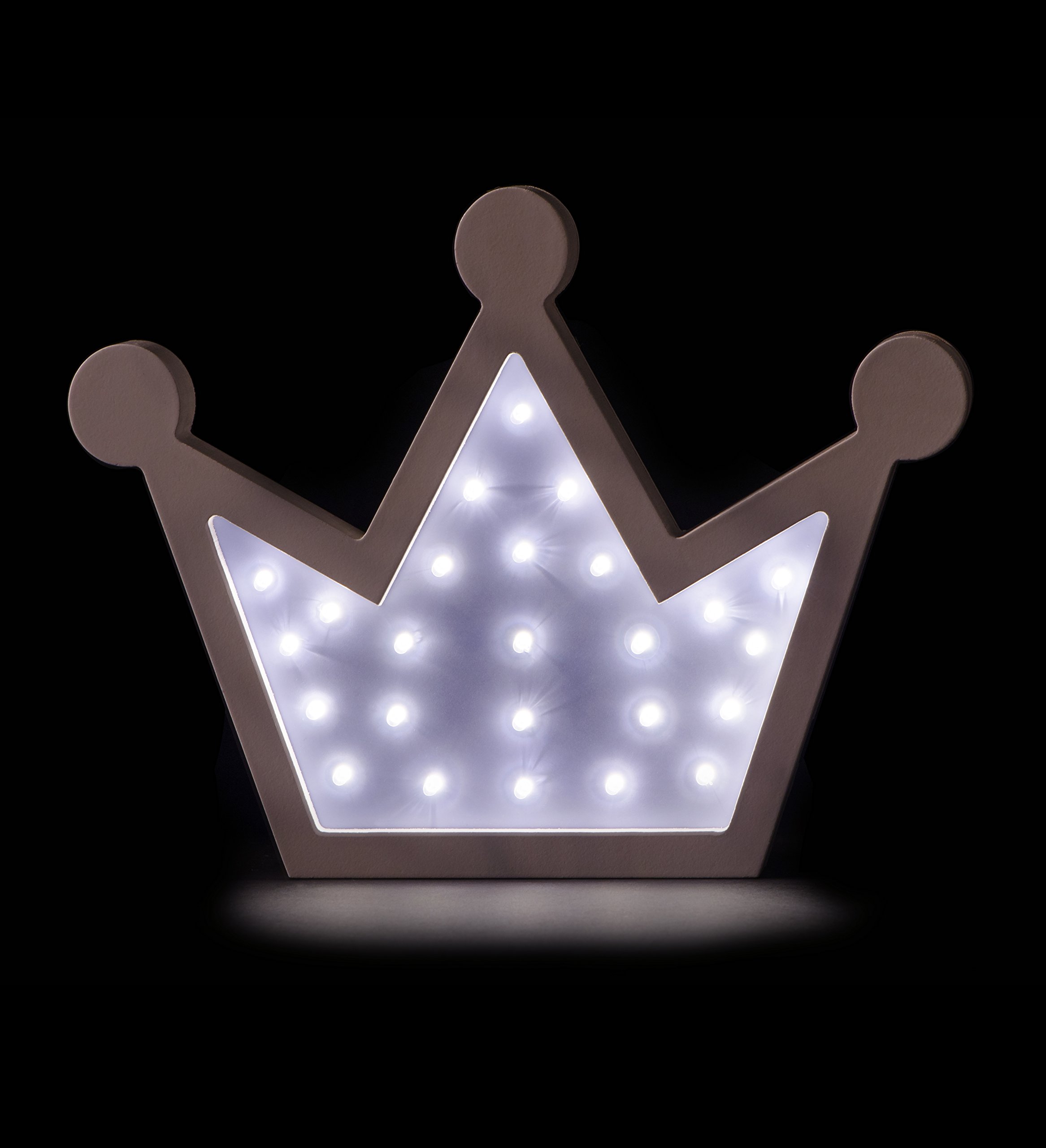 AMG and Enchante Accessories, LED Crown Marquee Wooden Night Light Wall Décor Table Lamp, WAL6L