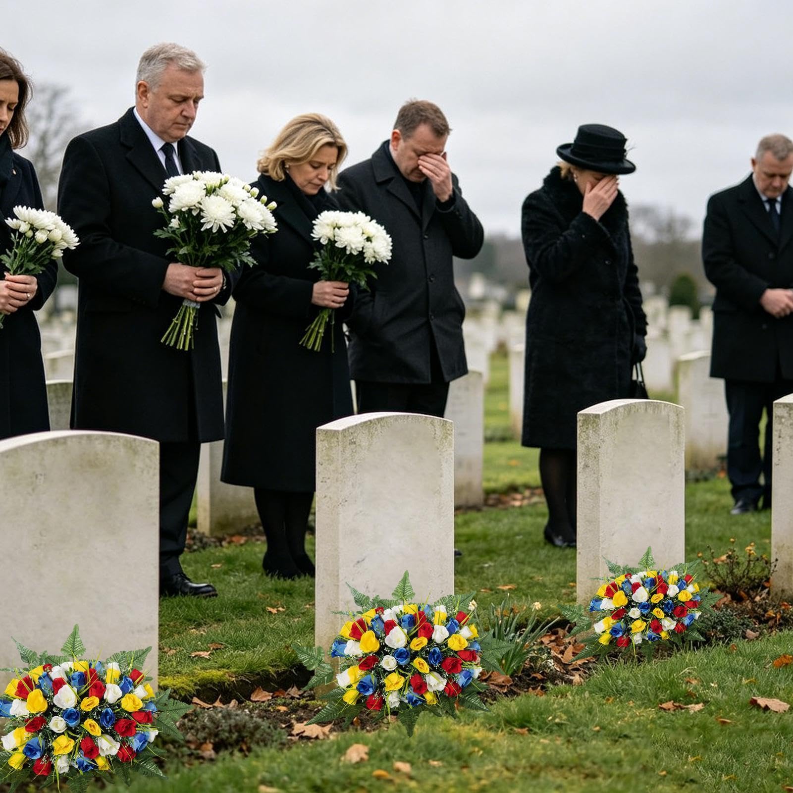 Selle De Fleurs Artificielles Pour Cimetière Imperméable et Réaliste