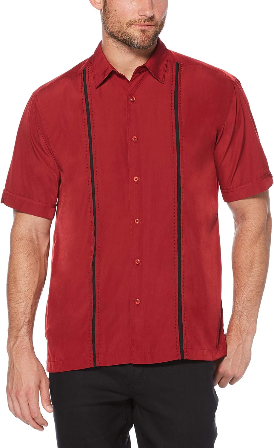 Cubavera Paneled Short Sleeve Shirt for Men, Classic Fit, Wrinkle Resistant, Casual Button-Down Shirt With Spread Collar