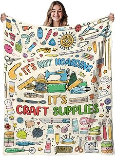 Crafter Gifts for Women, Soft Flannel Blanket for Crafters, Cozy Gifts Blanket for Crafters, Warm Crafting Throw Blanket for Bed, Couch, Gifts for Christmas Thanksgiving 50x60