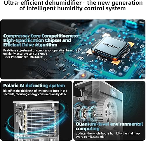 Miniatura 2 de Deshumidificador KeepGlad de 4900 pies cuadrados, deshumidificador máximo de 95 pintasD, deshumidificadores para el hogar con manguera de drenaje,