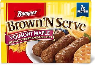 Brown ‘N Serve Vermont Maple Fully Cooked Sausage Links, Frozen Meat, 10 Count, 6.4 OZ