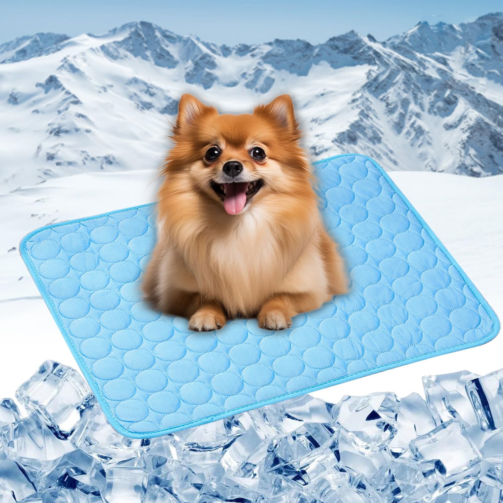 Tapis refrigerant chien pour canapé terrasse et été bleu