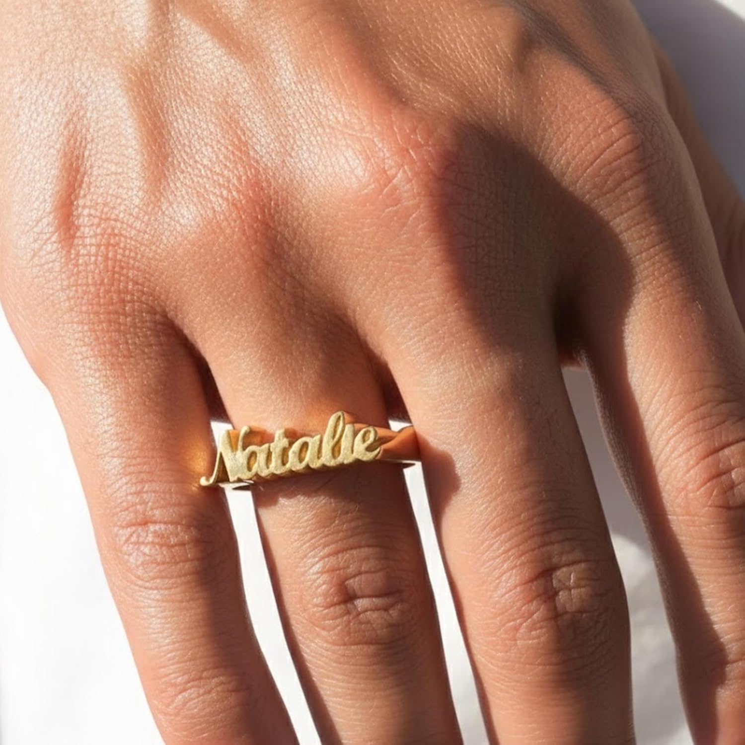 Custom Name Rings for Women, 18K Gold Plated Jewelry Personalized Birthday Gifts for Women