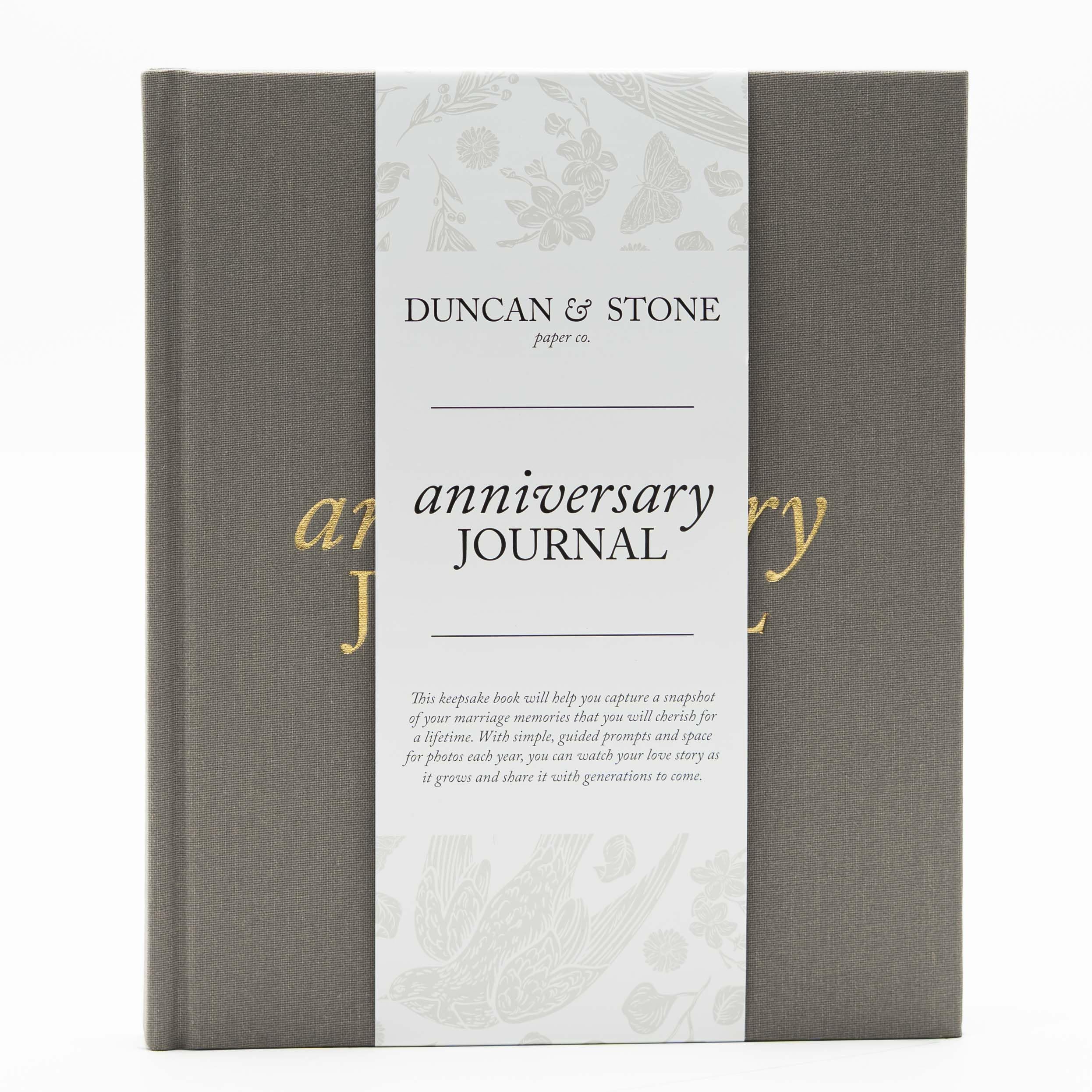 DUNCAN & STONE PAPER CO. Wedding Anniversary Journal (Taupe) Capture Your Wedding and Anniversary Memories - Couples Scrapbook and Photo Album - Anniversary Gifts for Her & Him