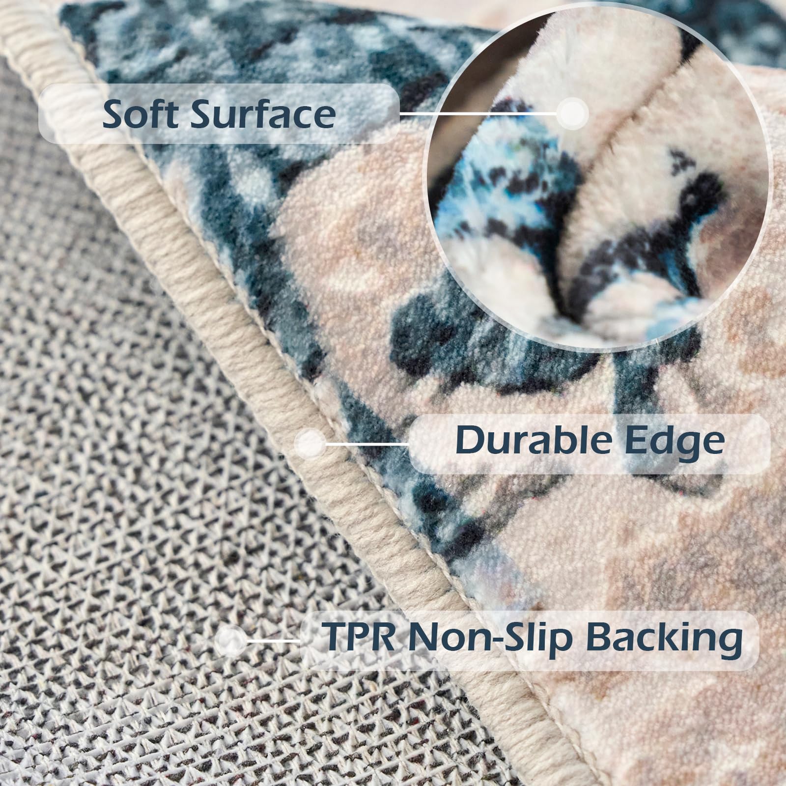 OIGAE Machine Washable Rug 5x7, Low-Pile Area Rug Non-Shedding Foldable Abstract Modern Rugs, Stain Resistant Anti Slip Backing Rugs for Living Room&Bedroom&Dining Laundry Home Office Carpet, Blue