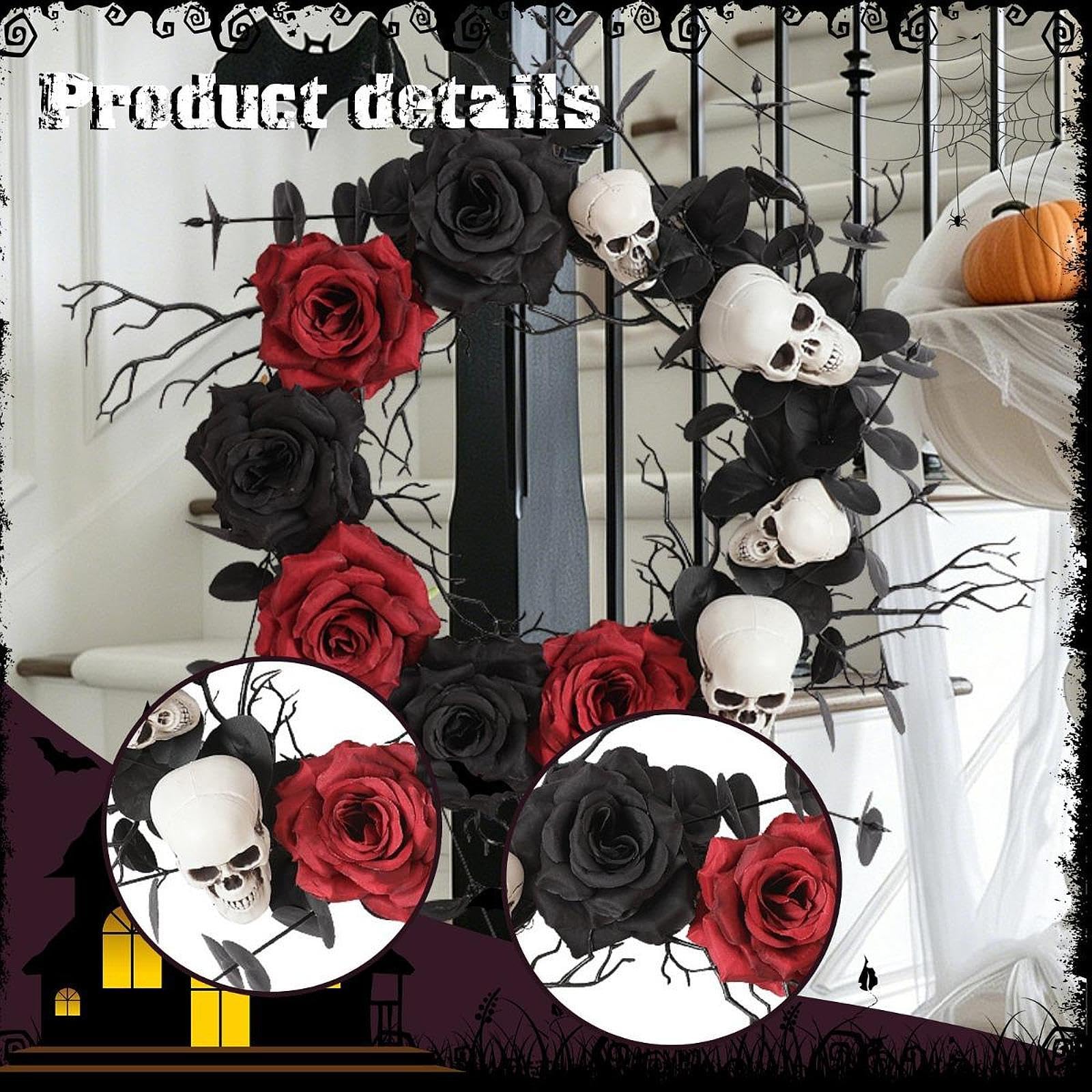 Couronne d'halloween, Couronne Artificielle de 45 Cm pour Une Utilisation Intérieure et Extérieure,