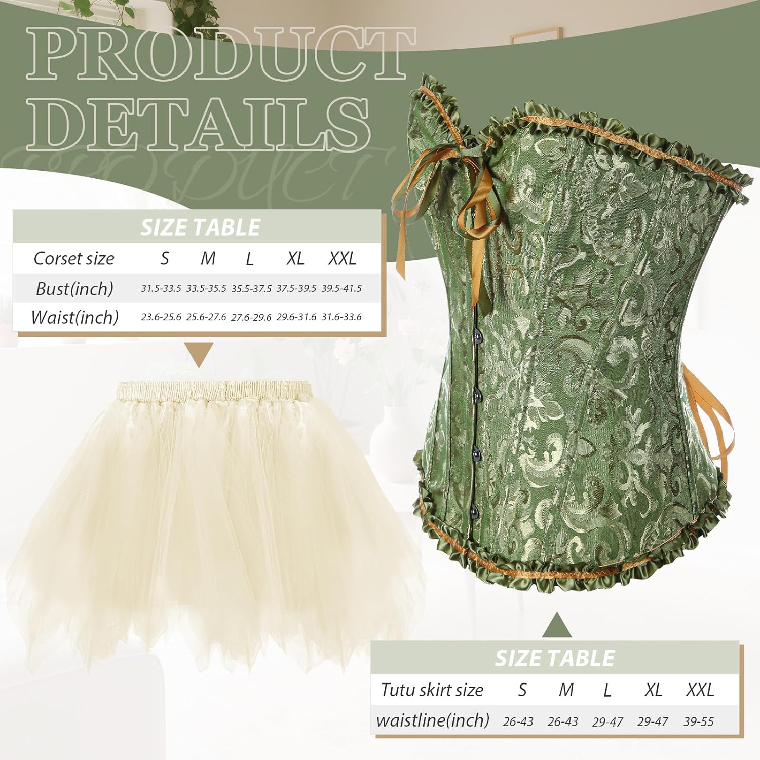 Halloween Adult Princess Costume Set Include Corset Tiara Puffy Mini Skirt Long Satin Gloves Knee High Socks - Image 2