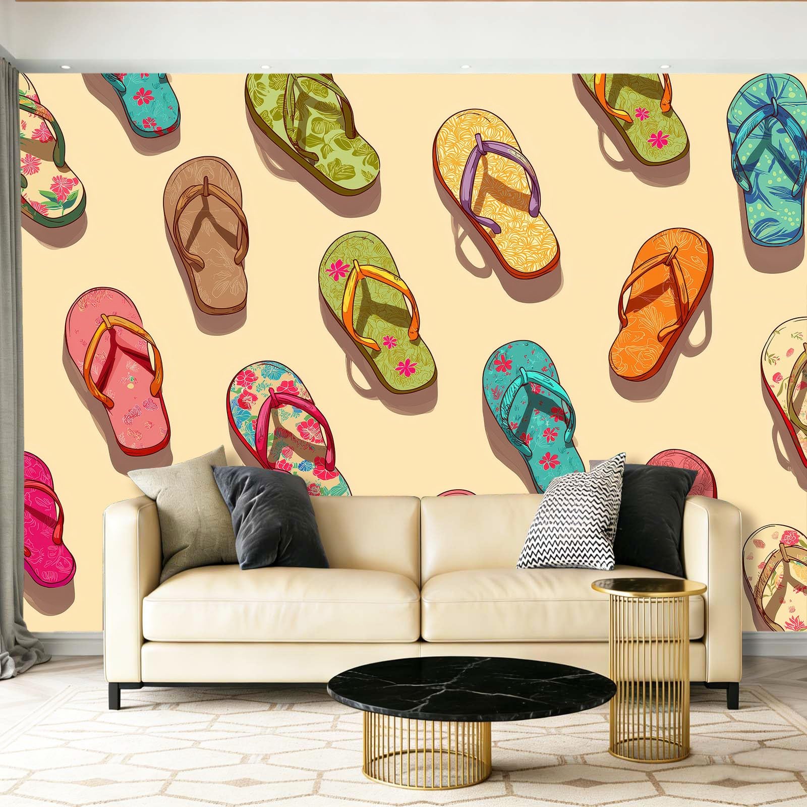 Tapeta z włókniny kapcie kreskówki modne kapcie kolorowe panoramiczne tapety gobelin plakat ścienny obraz do salonu dekoracja ścienna do sypialni, 400 x 280 cm