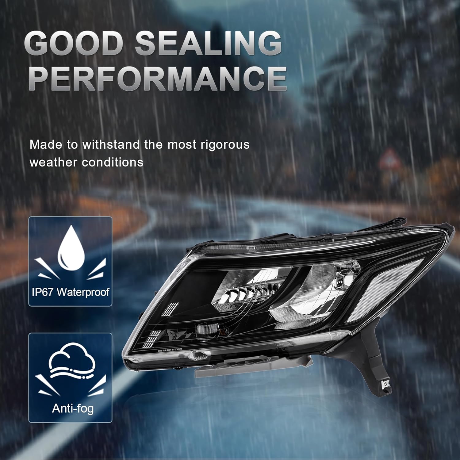 Pair OE Headlights Assembly Compatible for 2013 2014 2015 2016 Nissan Pathfinder Clear Lens/Black Housing/Amber Reflector Front Lamps Driver and Passenger Side(Set of 2) #260608Z325