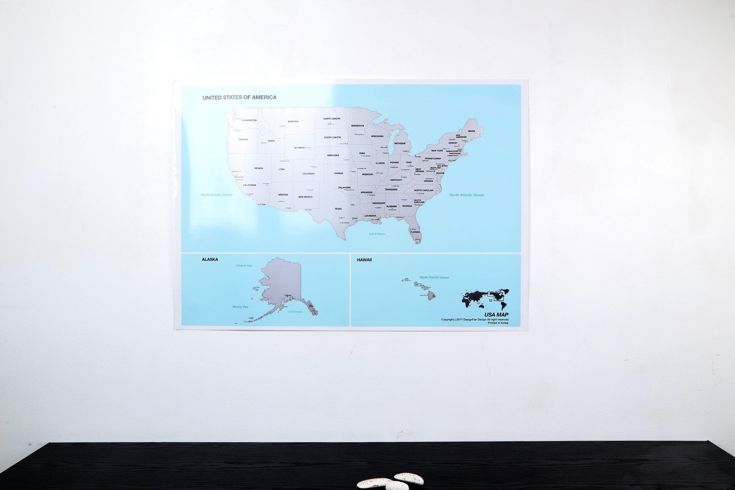 Scratch-Off Us Map The United States of America Poster Travel Silver Layer (US Map (23.39" x 33.11"))