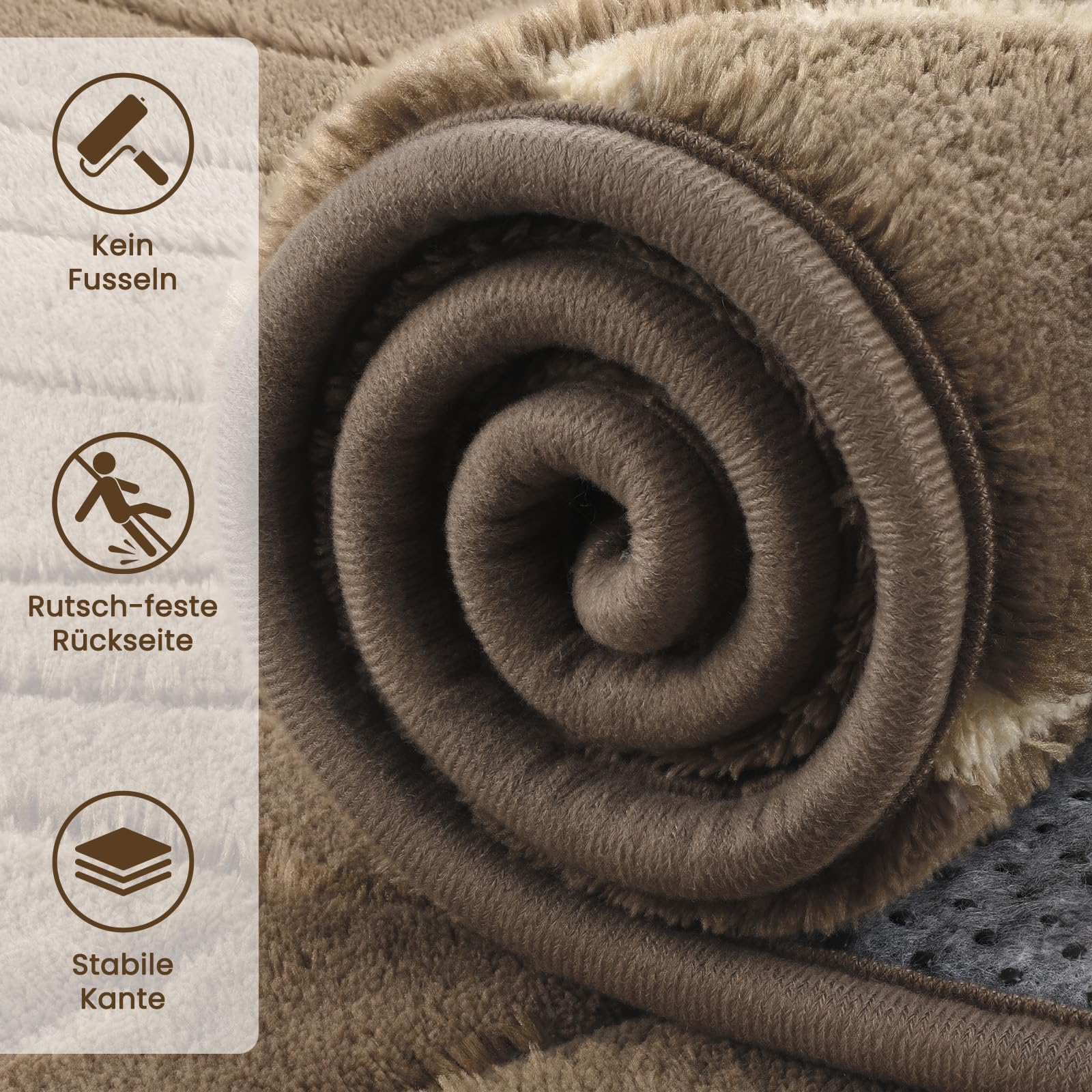 Treeboy Teppich Wohnzimmer 160x230 Kaffeebeige Groß Schlafzimmer Carpet Rug | Kurzflor Flauschig Waschbar Antirutsch Rugs Modern Kinder Teppiche Gegend 3D Abstrakt für Kinderzimmer Mädchen Jugendzimmer