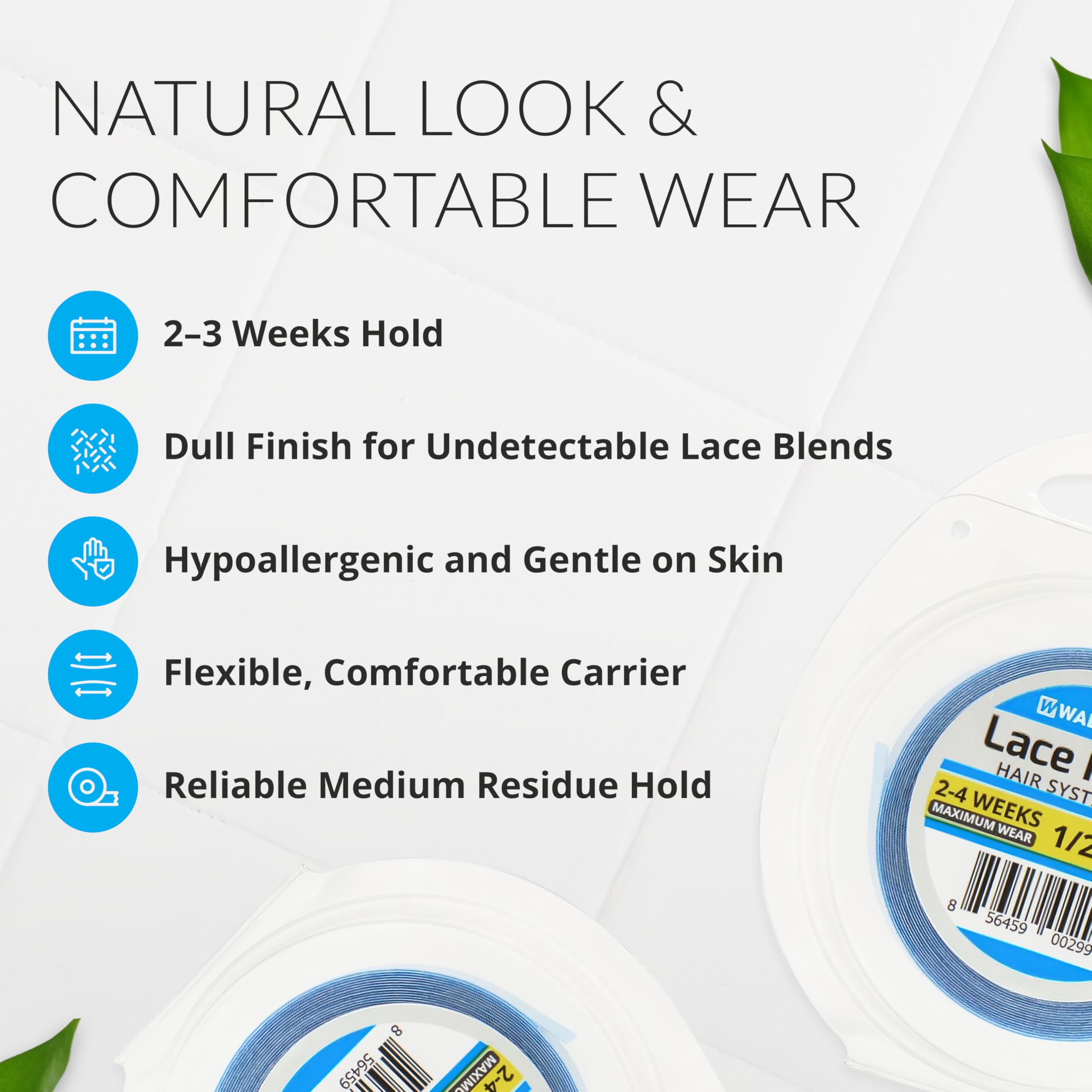 Adesivo per capelli Brand Walker Modello Blue Liner Nastro di supporto anteriore in pizzo