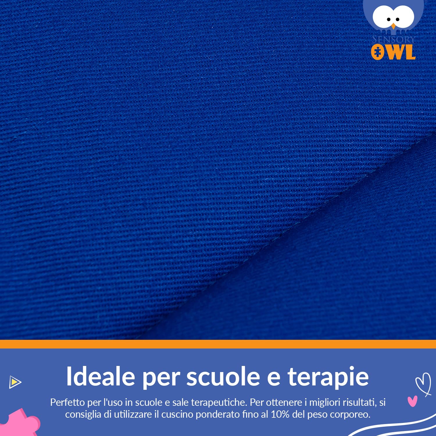 Cuscino Ponderato per Ginocchia Cuscino con Peso Sensoriale Terapeutico in Cotone Sollievo dallo Stress 30 x 40 cm 2 kg Blu