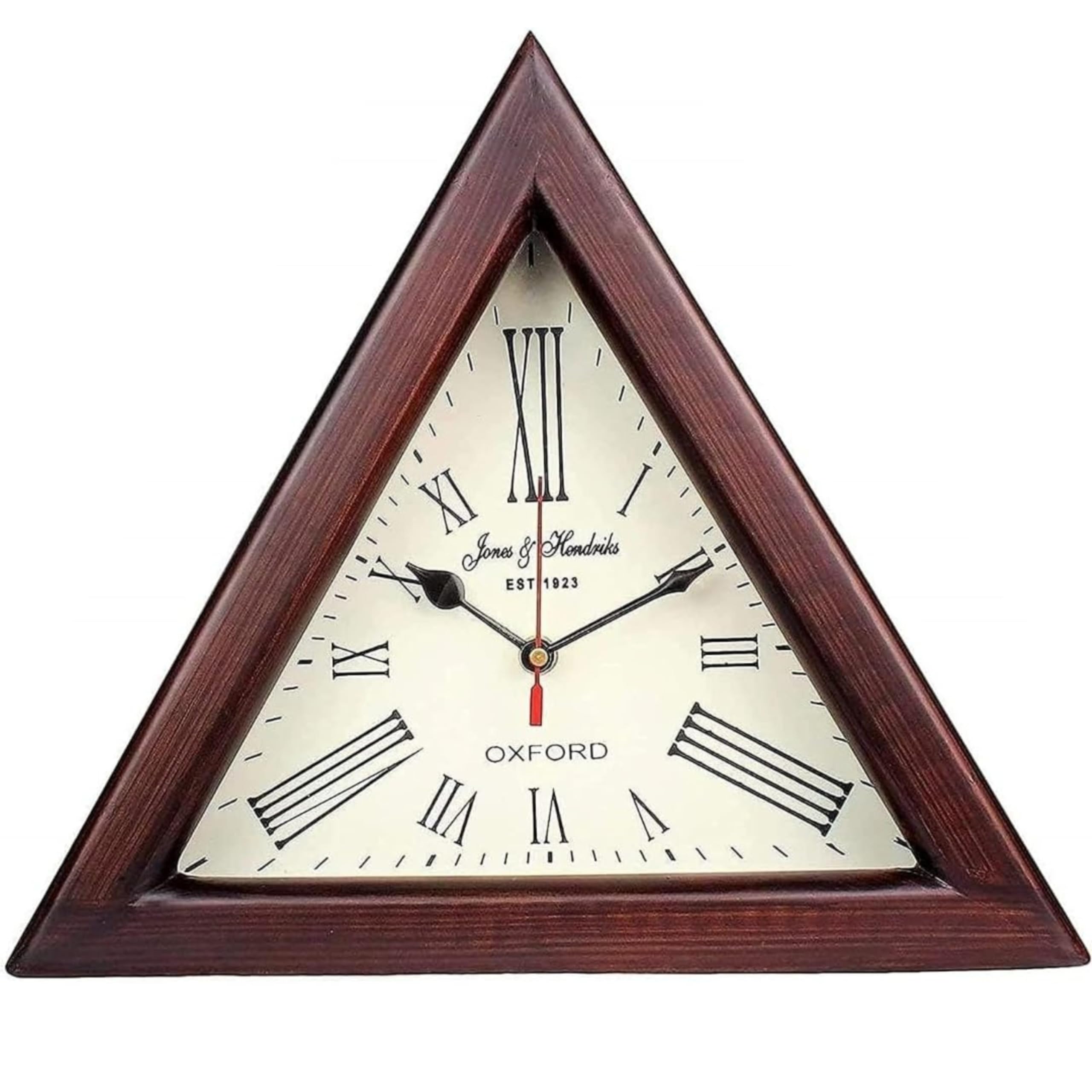 Wooden Triangle Wall Clock | Standard Size Decorative Wall Mounted Clock for Home and Office | Silent Sweep Movement | Roman Numeral Dial-image-5