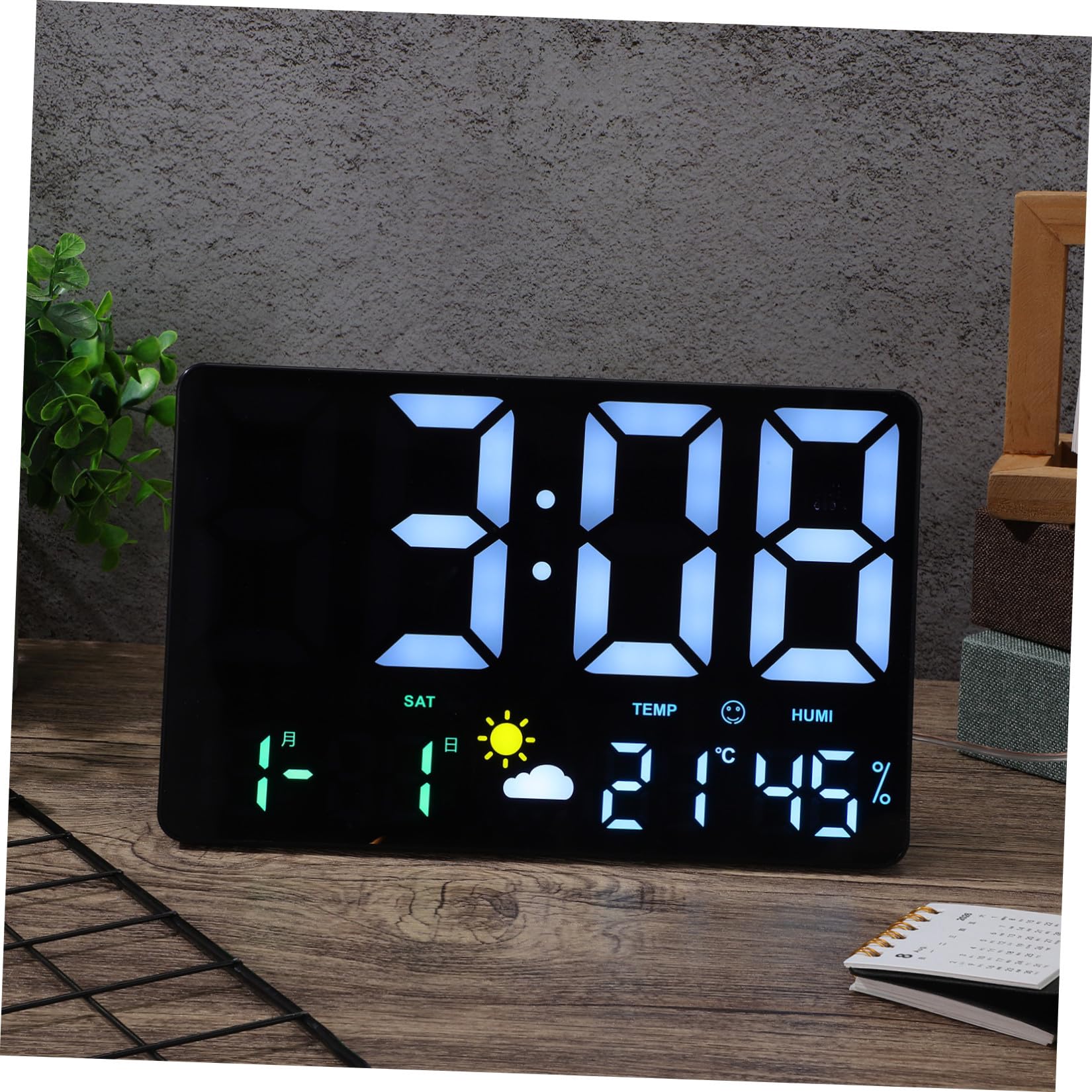 PRETYZOOM Reloj de Pared Digital LED Grande Temperatura y Humedad
