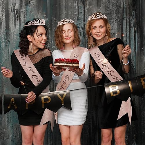 Miniatura 7 de FUNSACHY Juego de tiara de banda y diamantes de imitación para cumpleaños número 18, regalos de cumpleaños de 18 años para ella, decoraciones de