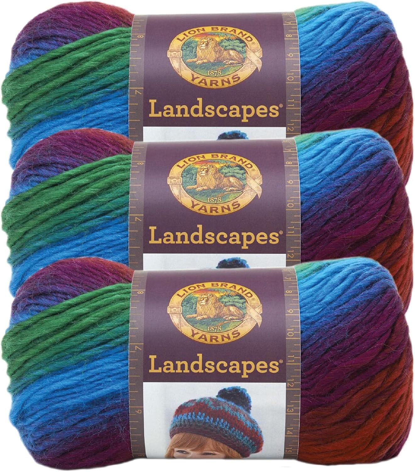 Lion Brand Yarn Landscapes Yarn, Multicolor Yarn for Knitting, Crocheting Yarn, 3