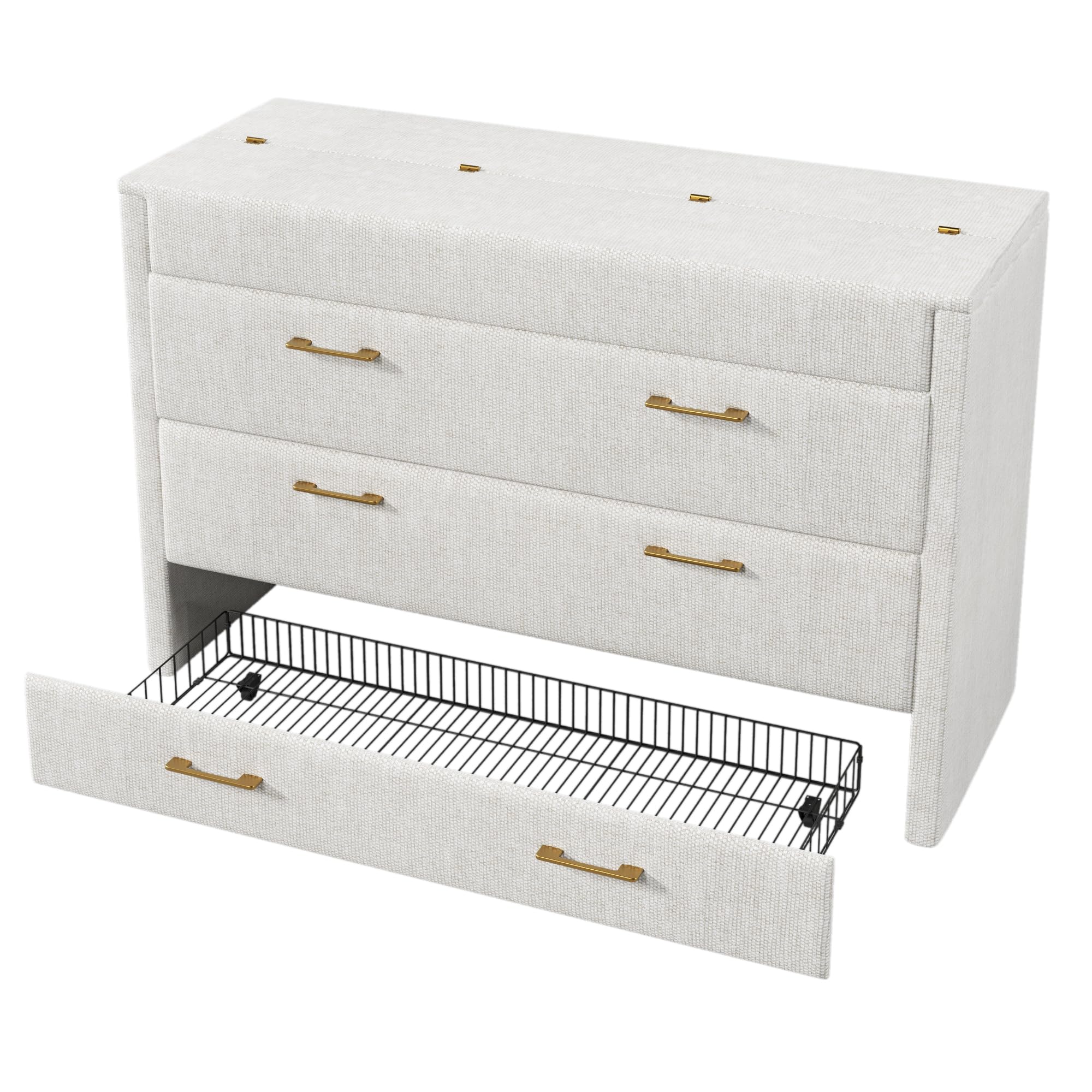 Kebnor Armario cama de 140 x 200 cm, con un cajón, cama móvil con compartimento de almacenamiento junto a la cama, con conexiones USB y tipo C, cama con plataforma convertible, sin colchón, lino