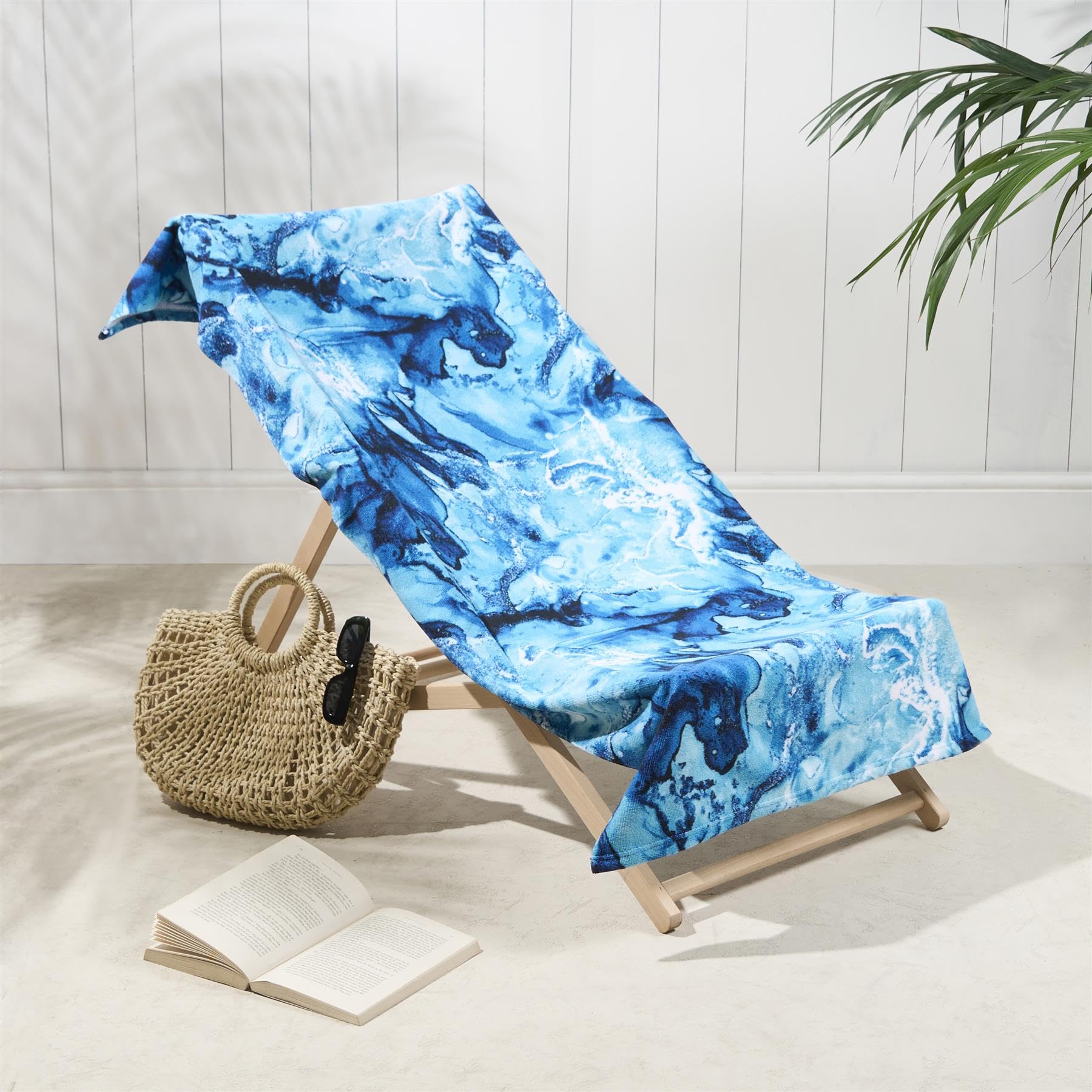 OHS Marble Towel Bath Quick Dry Summer Travel Microfibre Absorbent Swim from B&Q