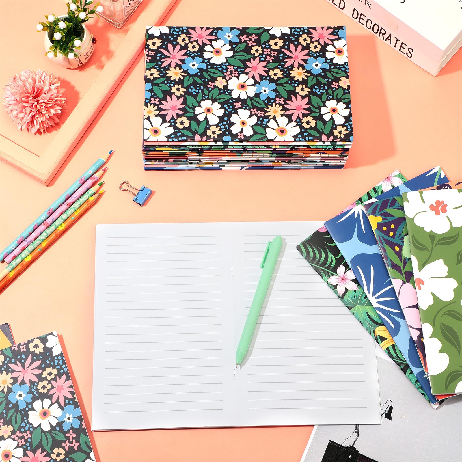 Maitys 30 quaderni in formato A5 per composizione estetica, grazioso taccuino per la scuola, 20 x 15 cm, a righe, stile floreale, diari di carta per adolescenti, ragazze, bambini, adulti, regalo