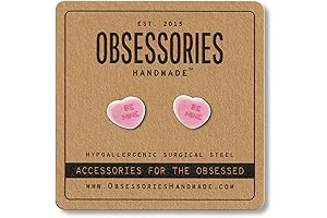 Handmade Be Mine Pink Candy Heart Stud Earrings