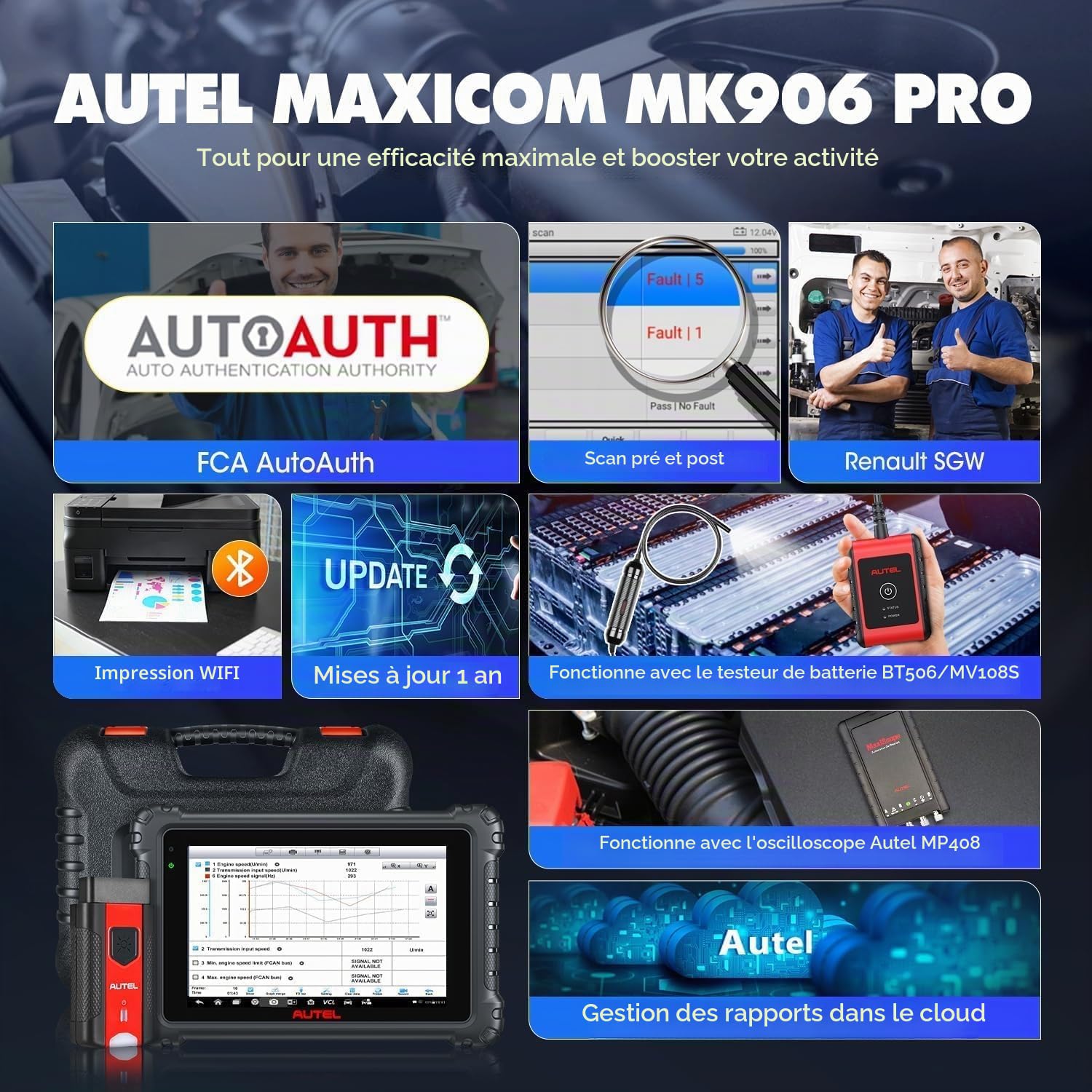 Autel MaxiCOM MK906 Pro Diagnostic Auto, 2026 Haut Gamme ECU Elite, OS10