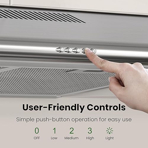 Miniatura 3 de FIREGAS Campana extractora para debajo del gabinete de 36 pulgadas con convertible con conductossin conductos, campana de ventilación delgada para