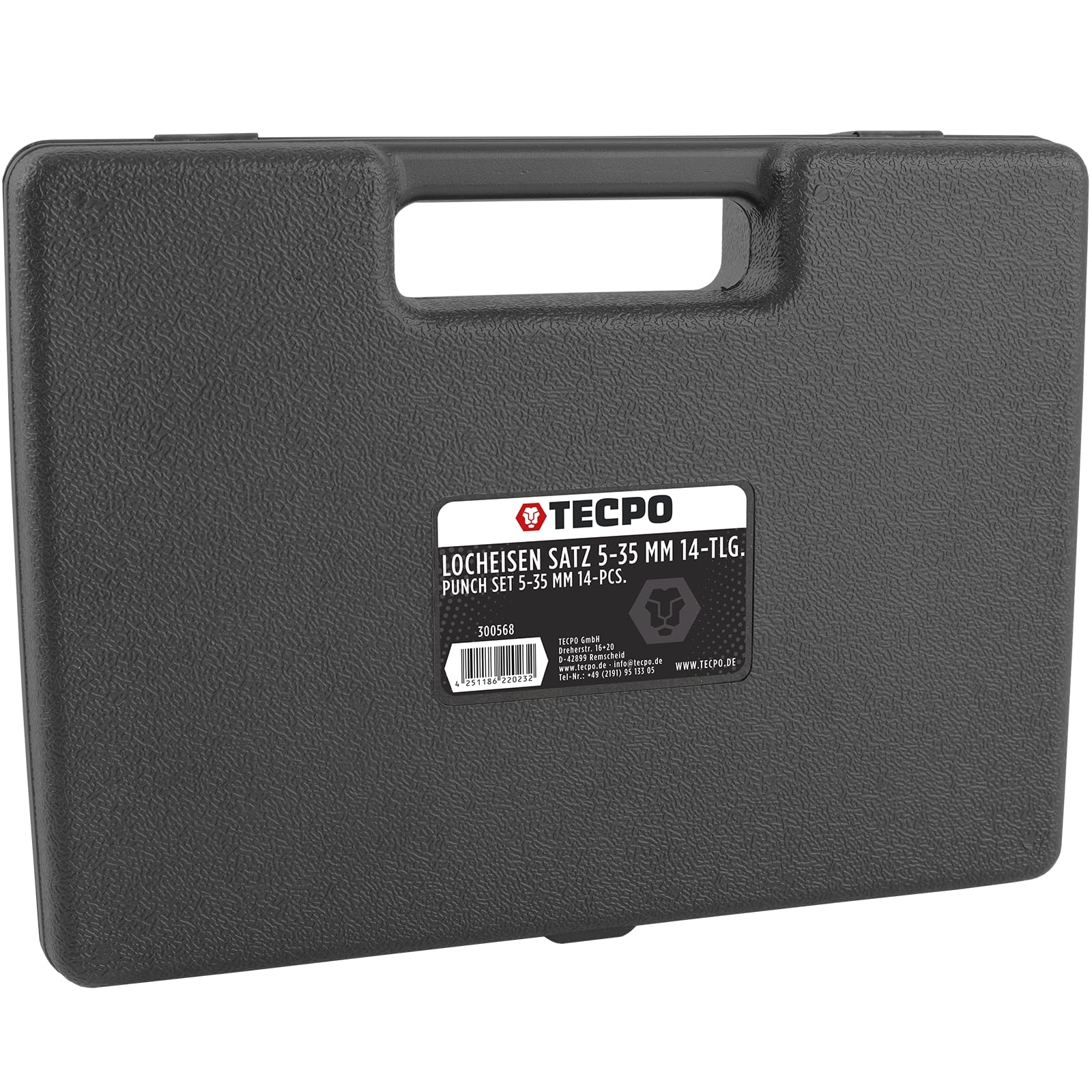 TECPO Locheisen Satz 14-teilig, Loch Stanzen 5-35mm Durchmesser Lochstanzer Henkellocheisen Werkzeug Set -Locheisenhalter mit ergonomischem Griff
