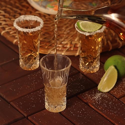 Miniatura 5 de Vasos de tequila con base pesada, vasos cordiales de 2 onzas (juego de 6)  Forma clásica de vidrio elegante  Auténtico juego de vasos de chupito de
