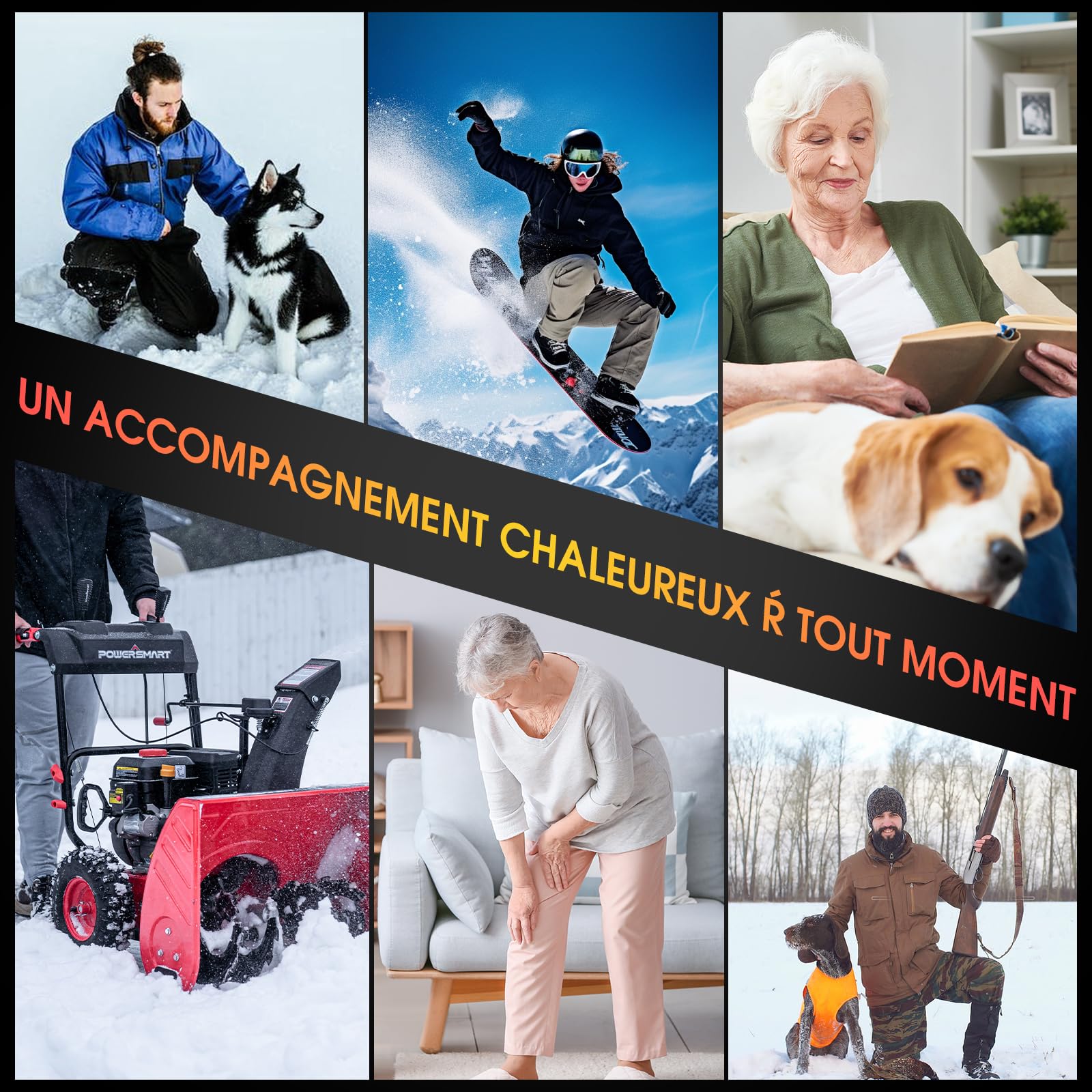 Chauffe Main Électrique mit 10000mAh, Chauffage Double Face Magnétique 2PCS, USB Rechargeable Chauffe-Main, 3 Niveaux de Température, Cadeaux d'hiver pour Plein Air/Camping/Noël (Noir Gris)