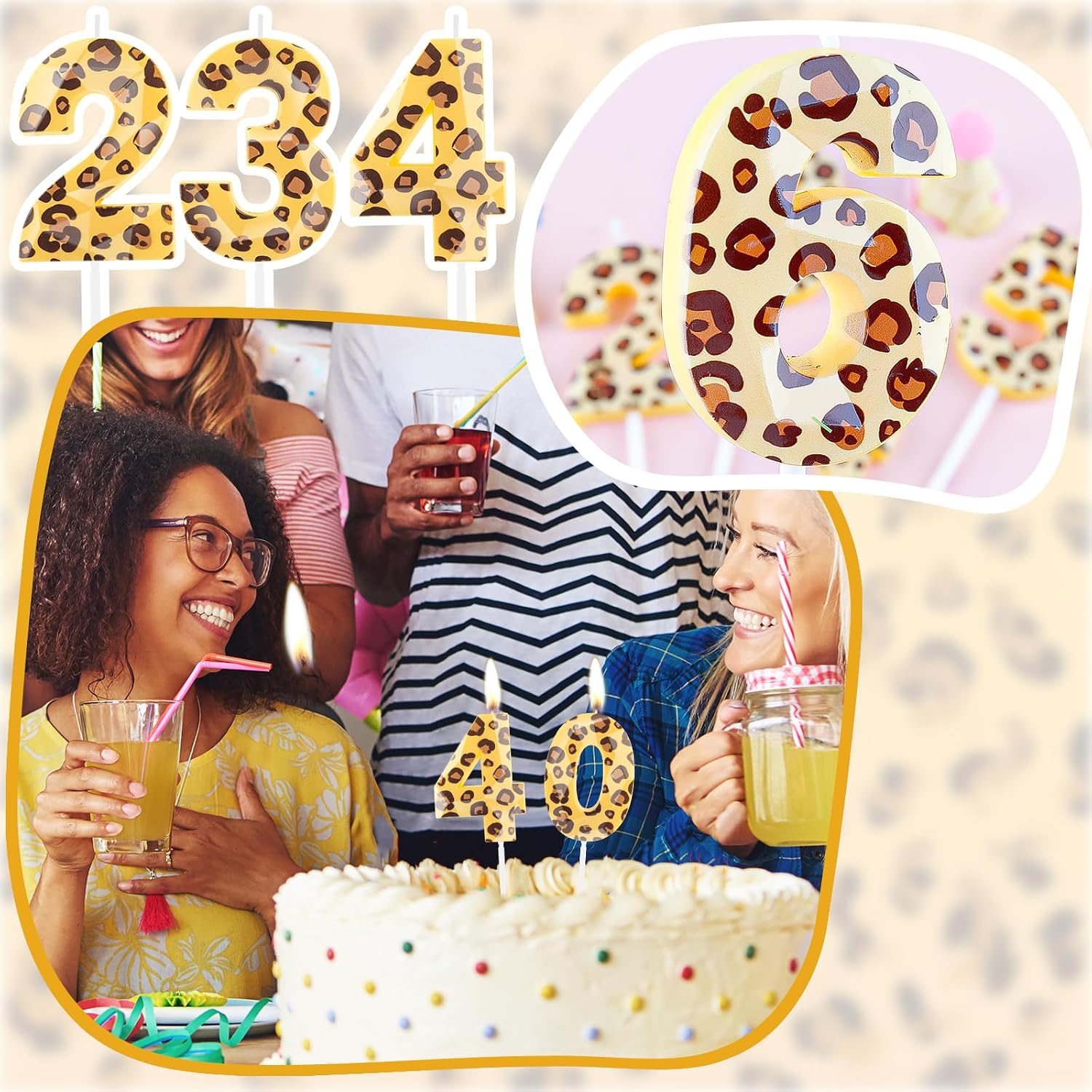 Cheetah 20 Birthday Candles for Cake, Leopard Print Number Candles, Number 20 Candle Happy Birthday Cake Topper for Girls Women Cheetah Birthday Party Decorations Supplies Favors Gifts image 3