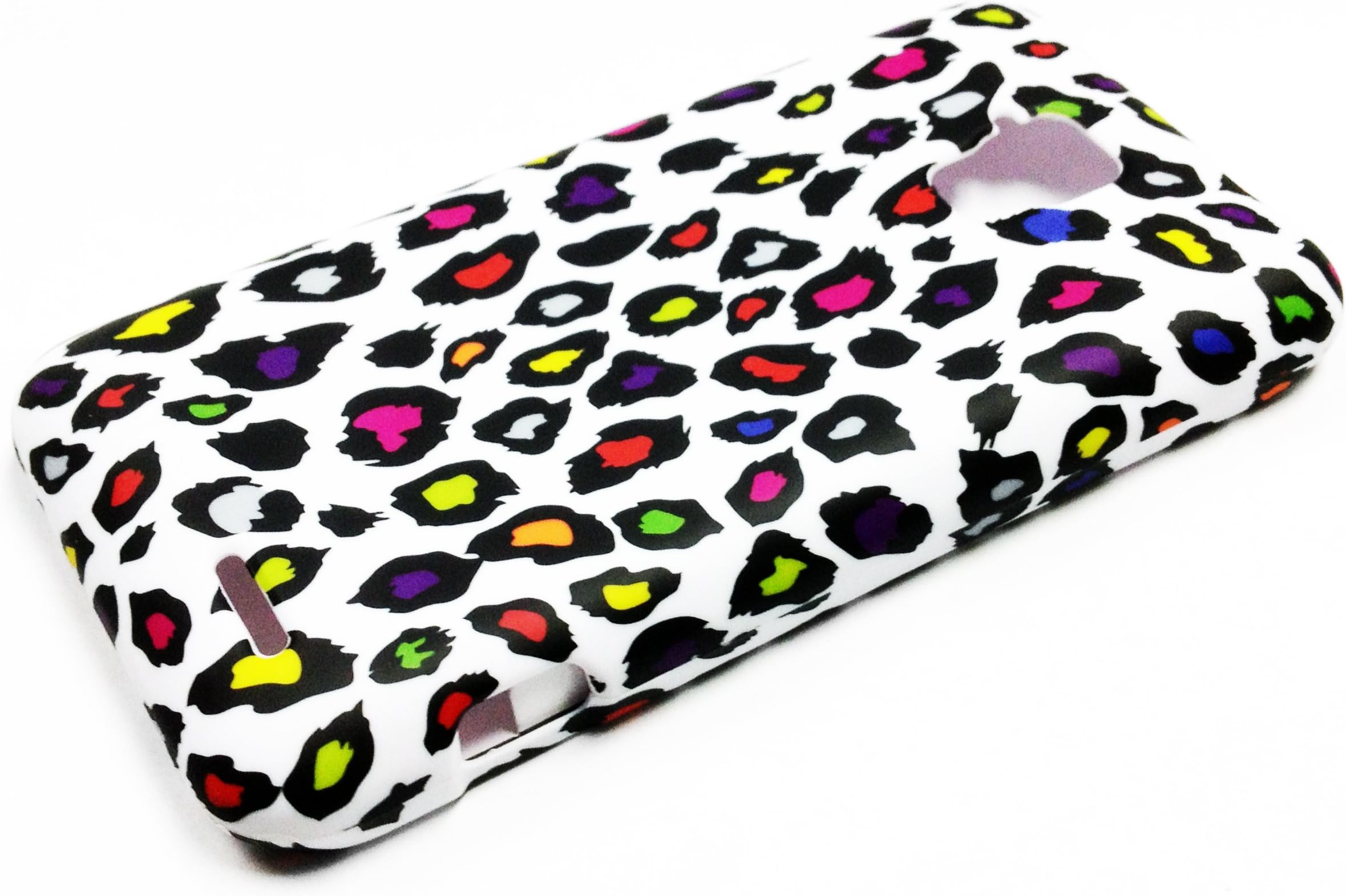 For ZTE Unico LTE Hard Phone Cover Case - Rainbow Leopard + Happy Face Phone Dust Plug