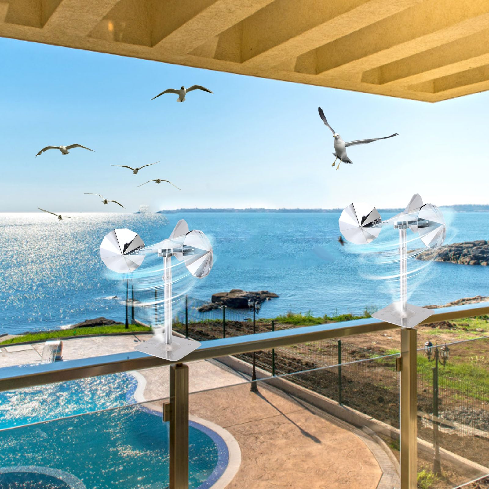 banapoy Reflektierendes, Windbetriebenes Vogelabwehrgerät, Rotierendes Vogelabwehrgerät, Reflektierendes für Tauben, Spatzen und Spechte, Außenreflektor für Gartendächer