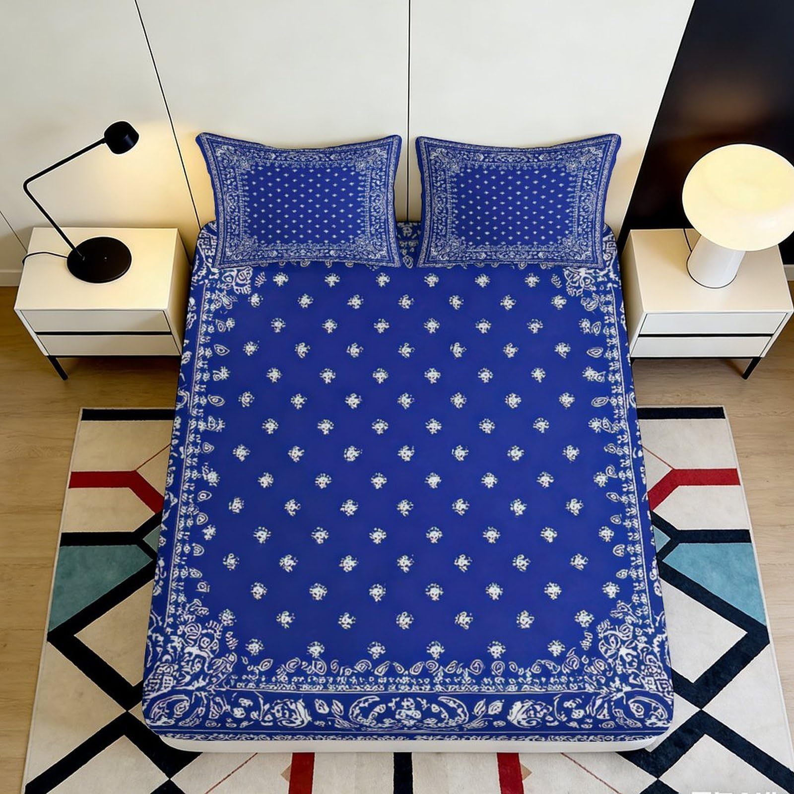 3D Printed Star Pattern Fitted Sheet Microfiber Deep Pocket Bedroom Non-Slip Star Mattress Fitted Cover Washable Full Wrap for Adults Teens 200x200x25cm 90x200x25cm