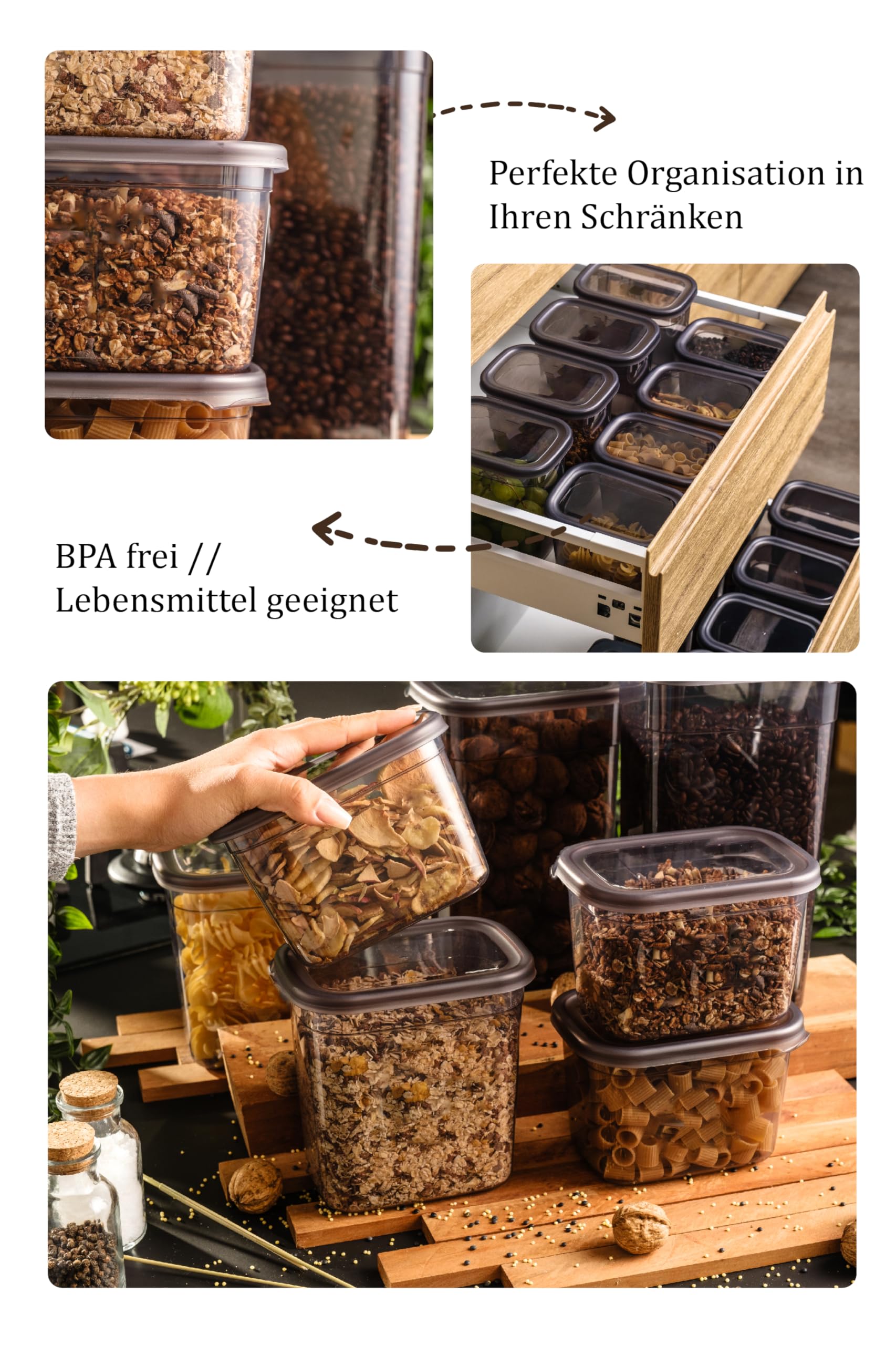 Vorratsdosen Mit Deckel Luftdicht Diverse Sets Küchenorganizer Aufbewahrungsbox BPA Frei
