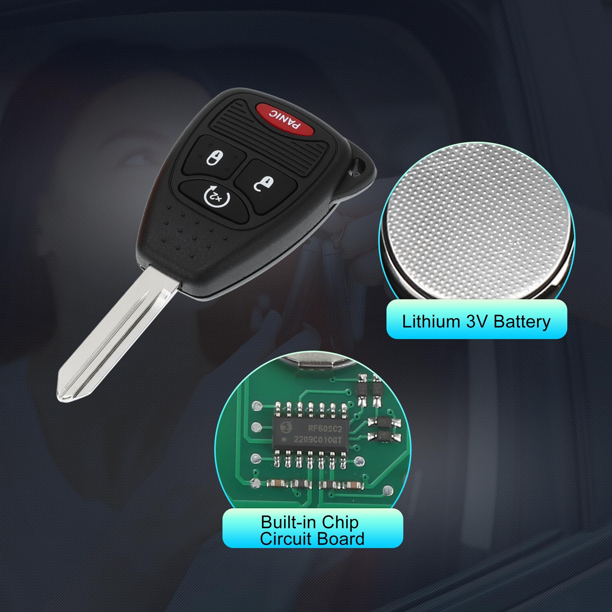 Original OEM Jeep Remote Key Keyless Entry Transmitter Fob Uncut In New Shell EB - Foto 4