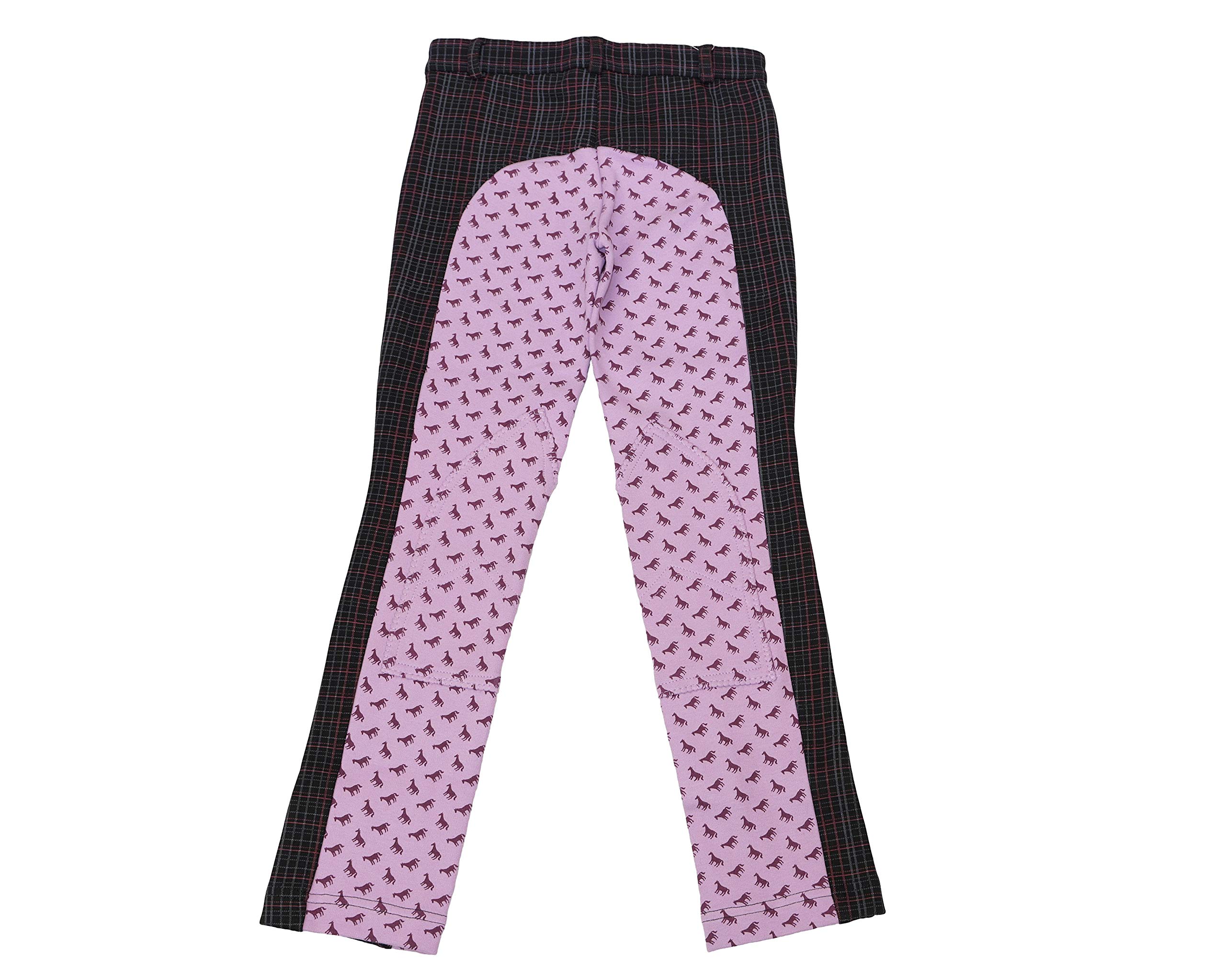 Grewal Equestrian Kid's Iris Mixed Print Pull-On Breeches (US, Numeric, 8, Regular, Iris)