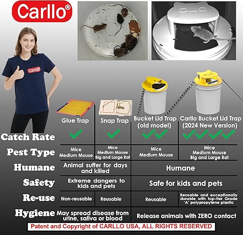 Miniatura 3 de Trampa para mouse con tapa de cubo (rojo, 2 unidades)