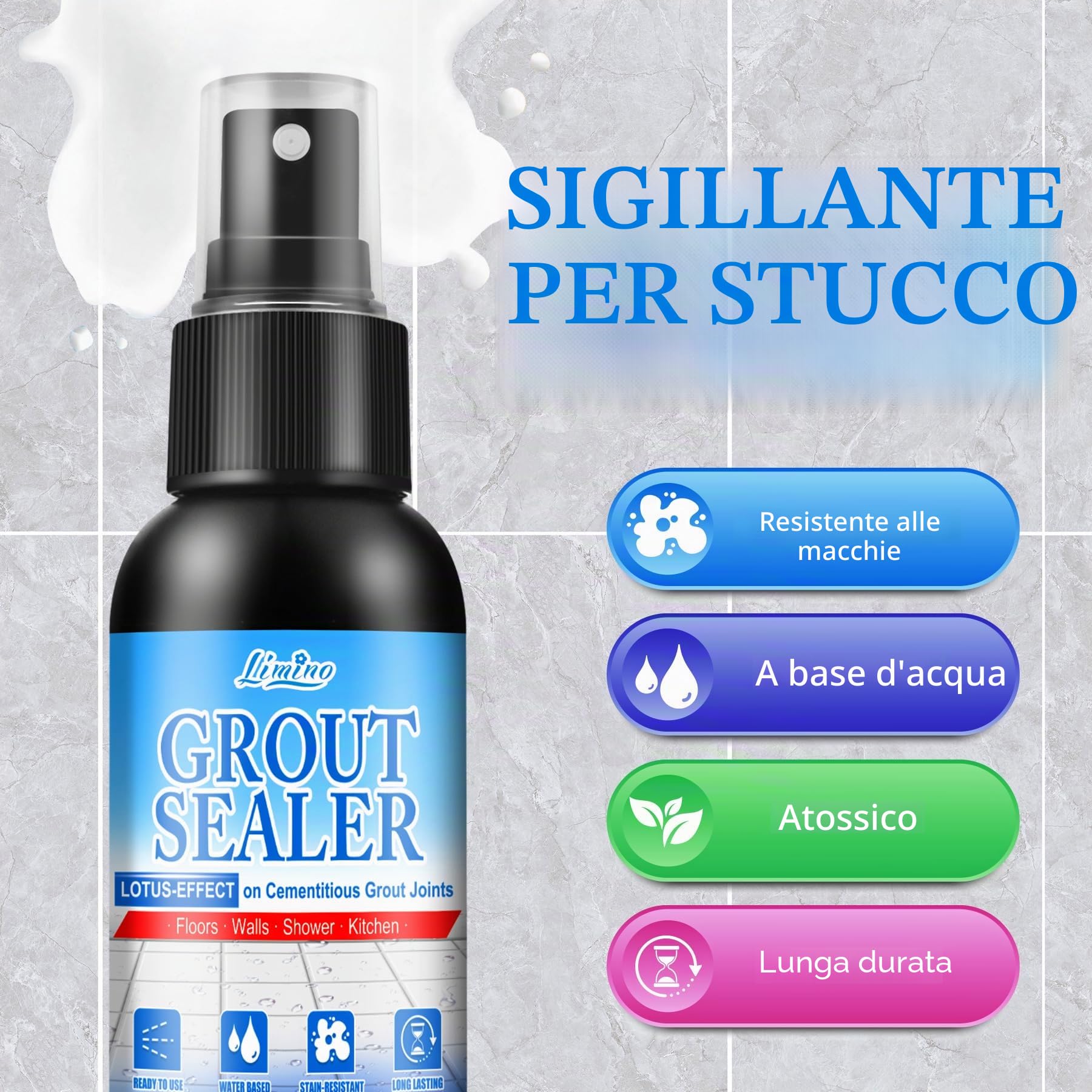 Stucco per Piastrelle - 200g Sigillante per Fughe per Piastrelle per Doccia, Cucina per Pavimenti, Sigillante Perdite Acqua Trasparent per Interni & Esterni per Marmo, Granito