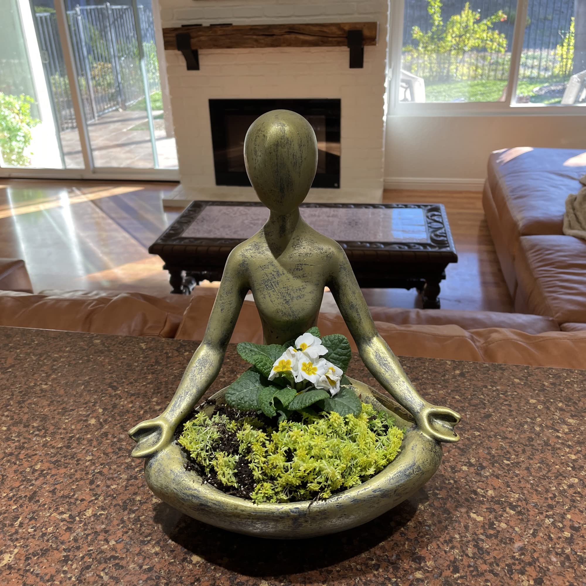 Yogabeeld - Houten Yoga Meditatie Sculptuur, Handgemaakt Yoga Beeldje